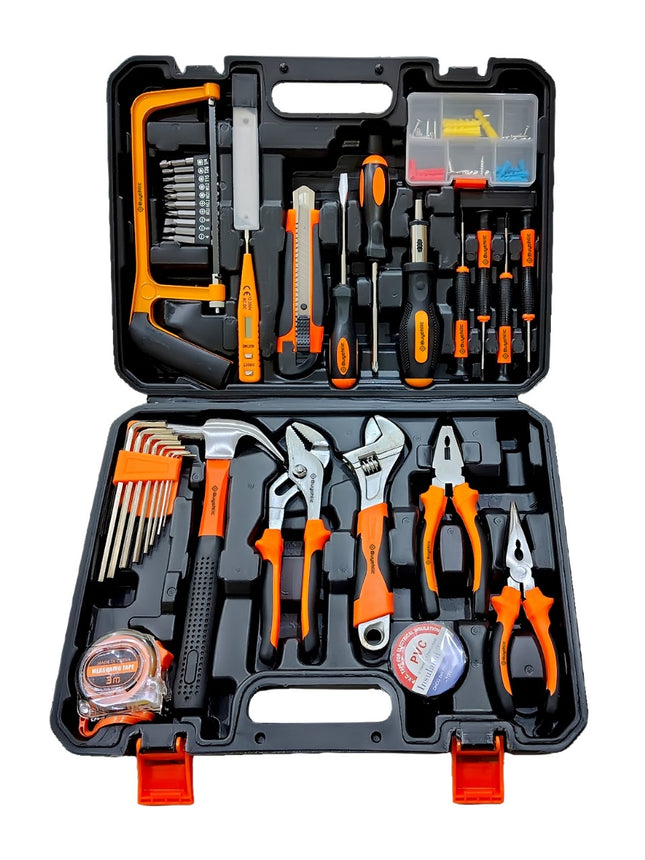 Buyohlic 36 Pcs Complete Repair General Hand Tool Set for Men Women - Household Tool Kit for Home Improvement with Hammer & Pliers Set & Ratchet Wrench & Socket & Portable Tool Box Case