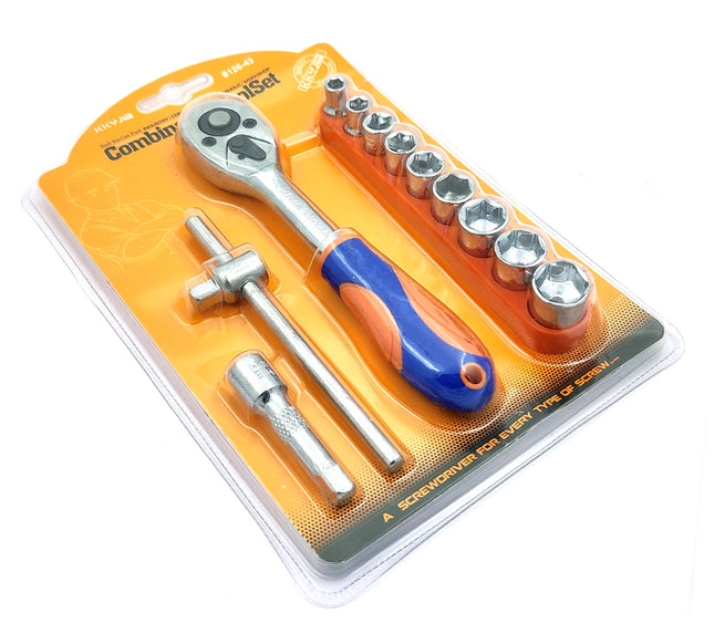 Buyohlic  3/8-Inch Drive Extendable Ratchet socket wrench set with 9 Pcs Hex Drive Socket Set