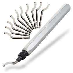 Deburring Tool with 10 HSS Swivel Blades – Reamer for Metal, Plastic, Resin, Copper, PVC, and 3D Printed Parts