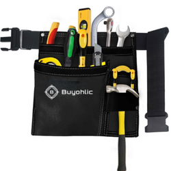 Durable Canvas 5-Pockets Single Side Tool Pouch Bag /Work Apron-Adjustable Belt