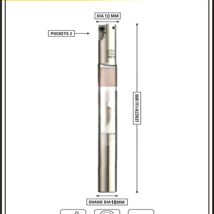 Indexable Insert Endmill 10 MM II 2 Pocket II 10 Pcs JDMT0702 Carbide Inserts Free