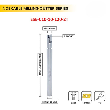 Indexable Insert Endmill 10 MM II 2 Pocket II 10 Pcs JDMT0702 Carbide Inserts Free