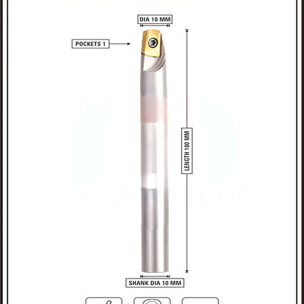 Indexable Insert Endmill 10MM II  Single POCKET II 10 Pcs APMT1135 Carbide Inserts Free