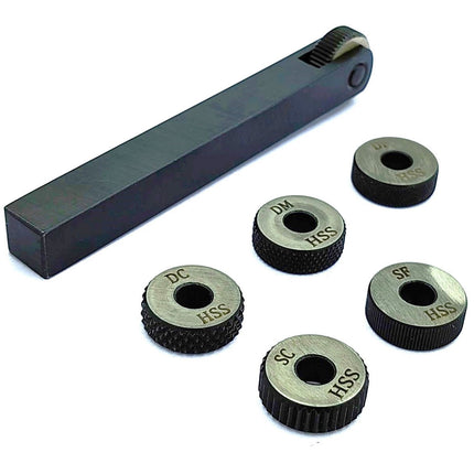 Buyohlic Single wheel knurling tool holder with 5 spare HSS knurls