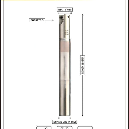 Indexable Insert Endmill 14MM II 3 Pocket II 10 Pcs JDMT0702 Carbide Inserts Free