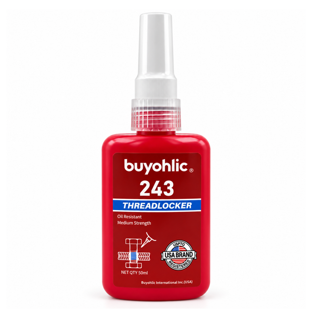 Thread Locker Red 243 -50ml Removable Thread Lock Glue for Nuts, Bolts, & Fasteners, Medium Strength Oil Resistant Screw Glue to Prevent Loosening & Corrosion