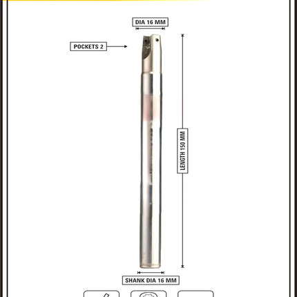 Indexable Insert Endmill 16MM II 2 Pocket II 10 Pcs APMT1135 Carbide Inserts Free