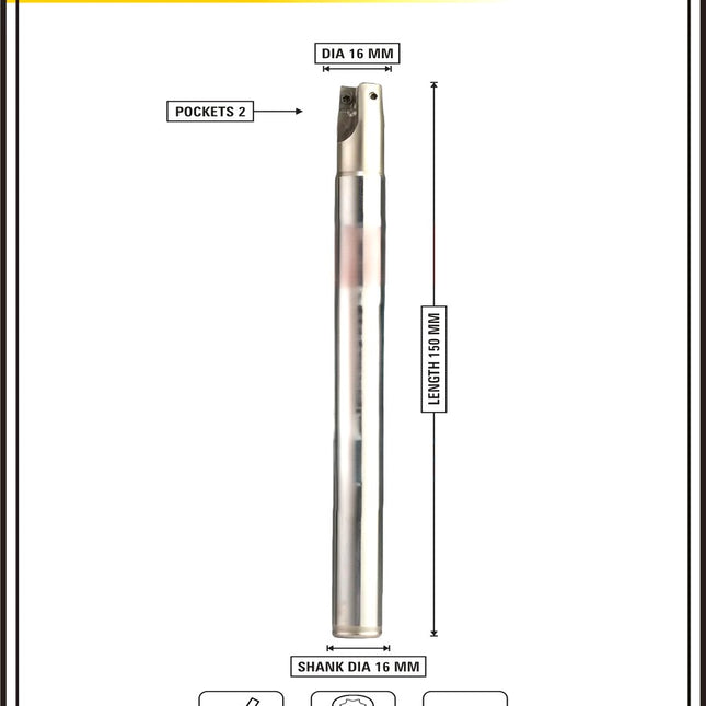 Indexable Insert Endmill 16MM II 2 Pocket II 10 Pcs APMT1135 Carbide Inserts Free