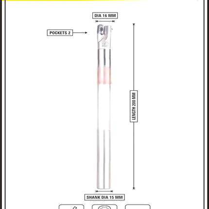 Indexable Insert Endmill Cutter 16 MM II 10 Pcs APKT11T3 Carbide Inserts Free