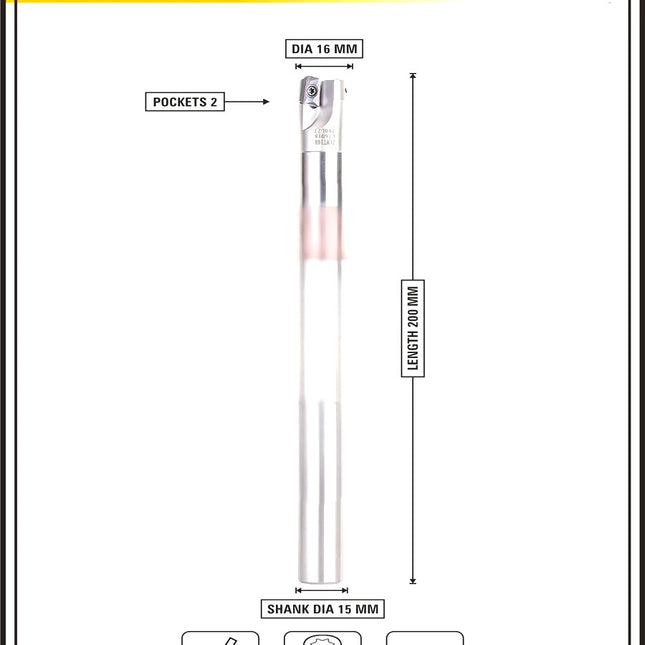 Indexable Insert Endmill Cutter 16 MM II 10 Pcs APKT11T3 Carbide Inserts Free
