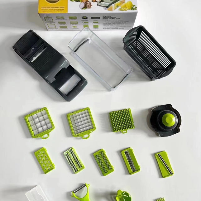 Buyohlic 16 In 1 Handheld Manual Kitchen Multifunctional Potato Veggie Grater Mandoline Slicer Chopper