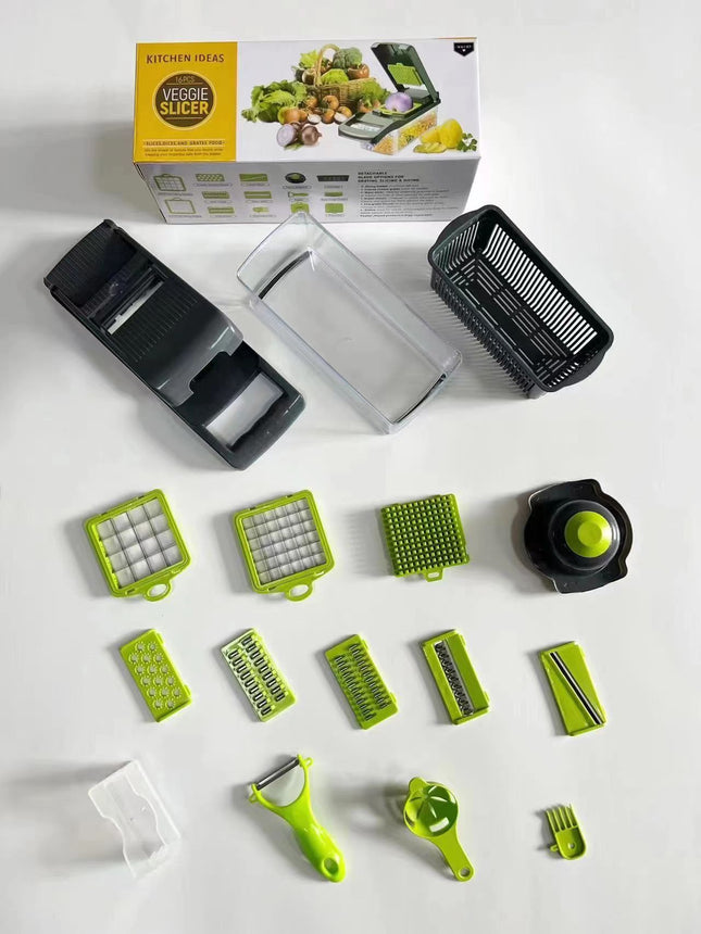 Buyohlic 16 In 1 Handheld Manual Kitchen Multifunctional Potato Veggie Grater Mandoline Slicer Chopper