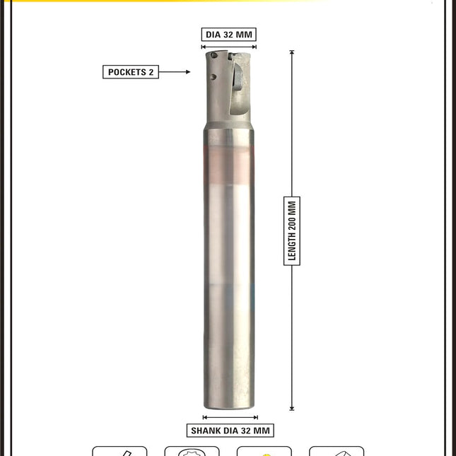 Indexable Insert Endmill 32MM II 2 Pocket II 10 Pcs JDMW12 Carbide Inserts Free