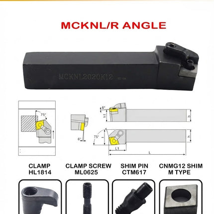 MCKNL / MCKNR Turning Holder for CNMG1204 Insert – 2020 & 2525 Shank, Left & Right Hand