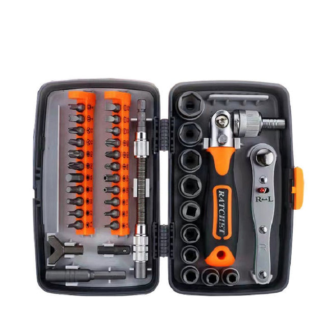 Buyohlic International 38 Pcs Interchangeable screw driver heads Set and 10 hex Drive Socket Set ratchet adjustable wrench All in One Screwdriver Set