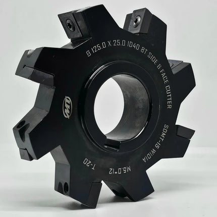 Side Face Mill Roughing Cutter, 160mm Diameter, 12 Pocket, 32mm Bore, 10x5mm Keyway, for SPMG14 Inserts, Both Side Milling