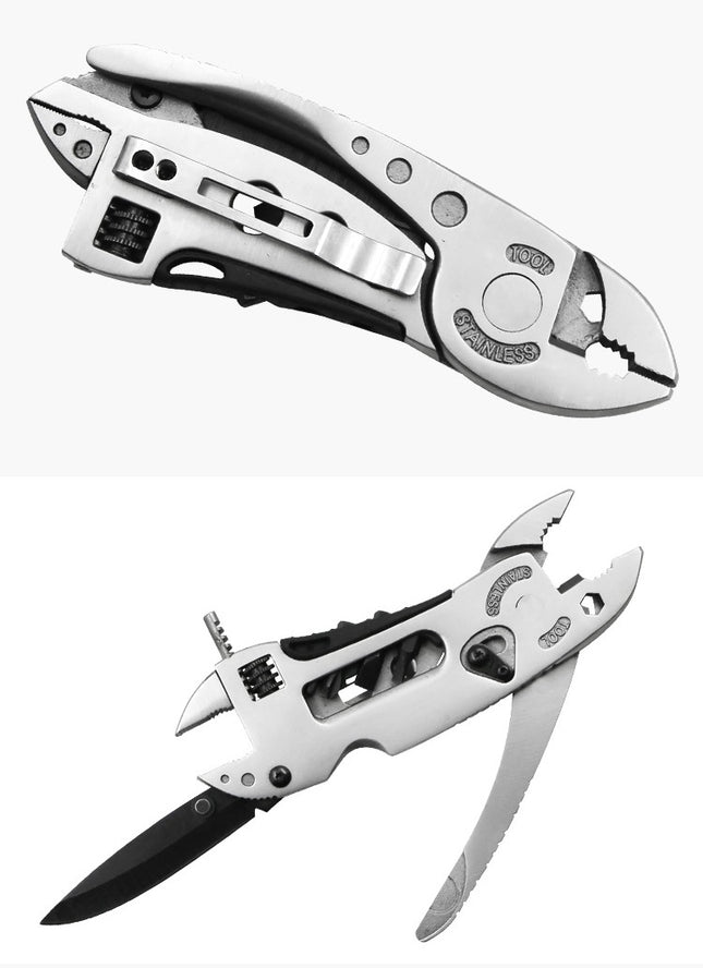 Buyohlic Multitool Wrench set 7 Tools/Pliers/Wire Cutter/Flat Screwdriver Adjustable Multi Purpose Stainless Steel Tool