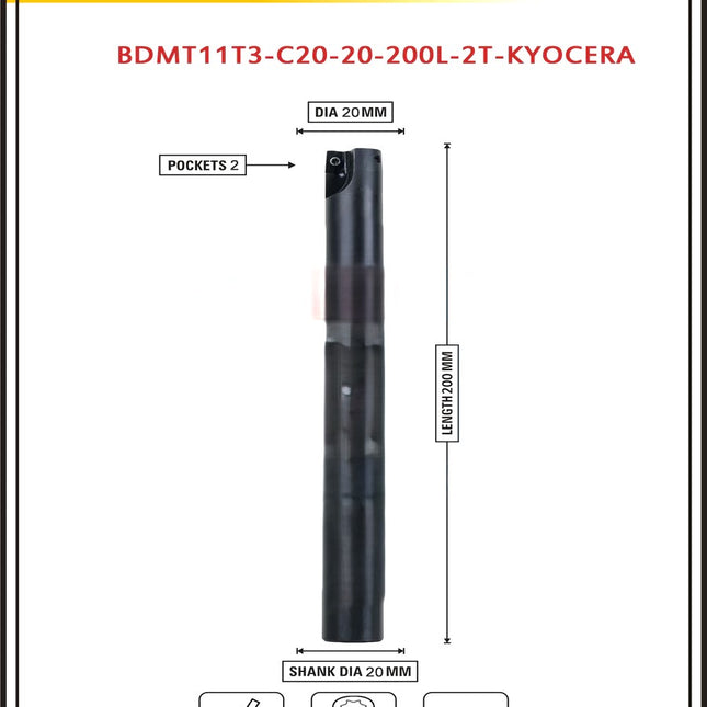 Indexable Insert Endmill 200 Length II 10 Pcs BDMT11T3 Carbide Inserts Free