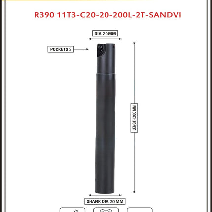 Indexable Insert Endmill 200 Length II 10 Pcs R39011T3 Carbide Inserts Free
