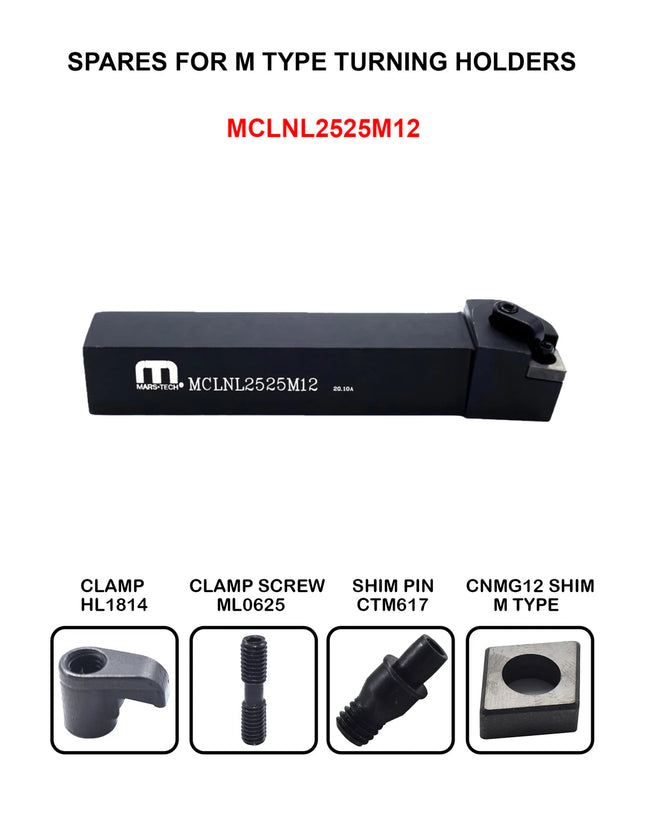 MCLNL / MCLNR Turning Holder for CNMG1204 Insert – 2020 & 2525 Shank, Left & Right Hand