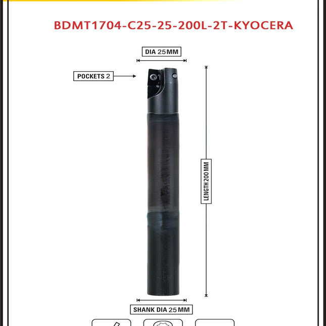 Indexable Insert Endmill 200 Length II 10 Pcs BDMT1704 Carbide Inserts Free