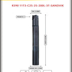 Dia 25 mm~Len 200 mm~25 mm Shank 3T