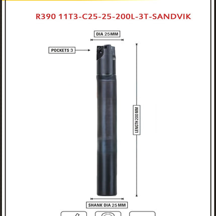 Indexable Insert Endmill 200 Length II 10 Pcs R39011T3 Carbide Inserts Free