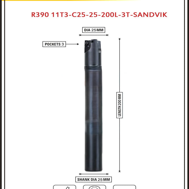 Indexable Insert Endmill 200 Length II 10 Pcs R39011T3 Carbide Inserts Free