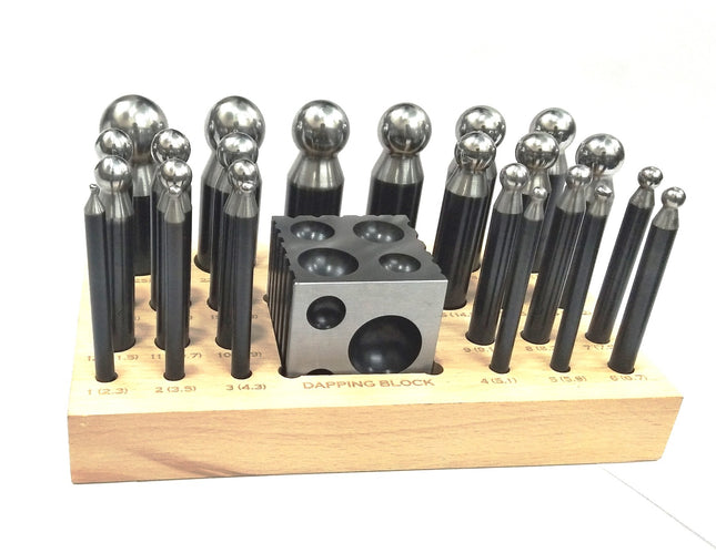 Precision Quality Steel Dapping Block Doming Die Punch Set of 24 Pcs Jewelry Making,Shaping Machine Tools