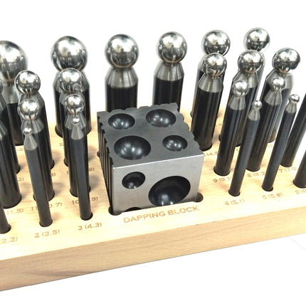 Precision Quality Steel Dapping Block Doming Die Punch Set of 24 Pcs Jewelry Making,Shaping Machine Tools