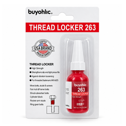 Thread Locker Red 263 -10ml High Strength Removable Thread Lock Glue for Nuts, Bolts, & Fasteners, Screw Glue to Prevent Loosening & Corrosion