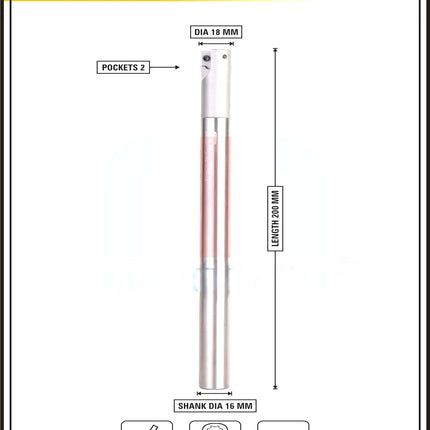 Indexable Insert Endmill 18 MM II 2 POCKET II 10 Pcs R39011T3 Carbide Inserts Free