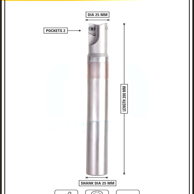 Indexable Insert Endmill 25MM II 2 Pocket II 10 Pcs JDMT1505 Carbide Inserts Free