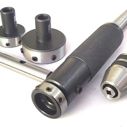 Tapping, reaming and threading die holder set for lathe tailstock with Plastic Box