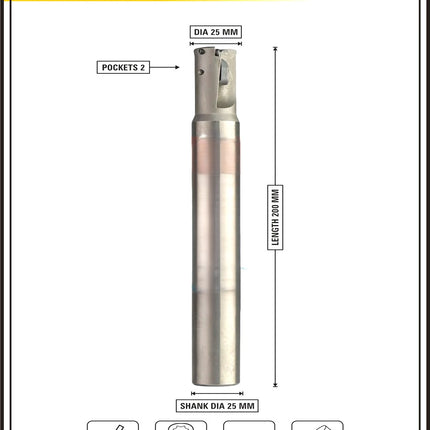 Indexable Insert Endmill 25MM II 2 Pocket II 10 Pcs JDMW09 Carbide Inserts Free