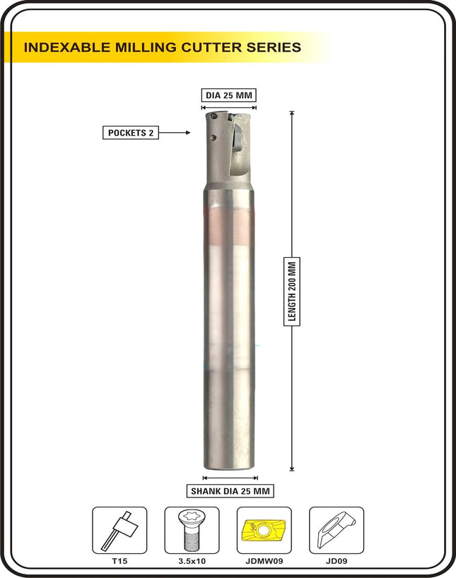 Indexable Insert Endmill 25MM II 2 Pocket II 10 Pcs JDMW09 Carbide Inserts Free