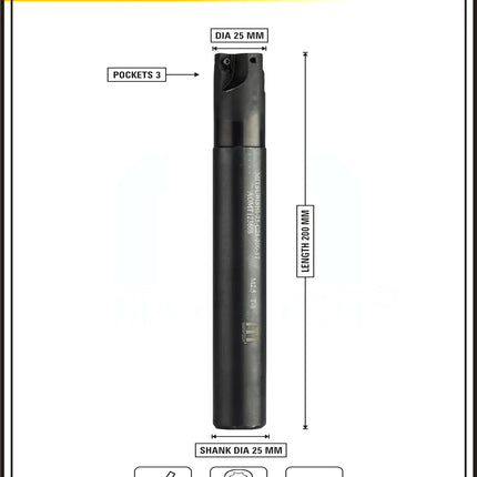 Indexable Insert Endmill 25MM II 3 Pocket II 10 Pcs AOMT123608 Carbide Inserts Free