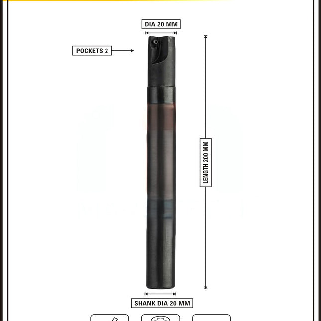Indexable Insert Endmill 20MM II 2 Pocket II 10 Pcs AOMT123608 Carbide Inserts Free
