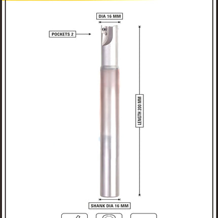 Indexable Insert Endmill 16 MM II 2 Pocket II 10 Pcs JDMT1003 Carbide Inserts Free