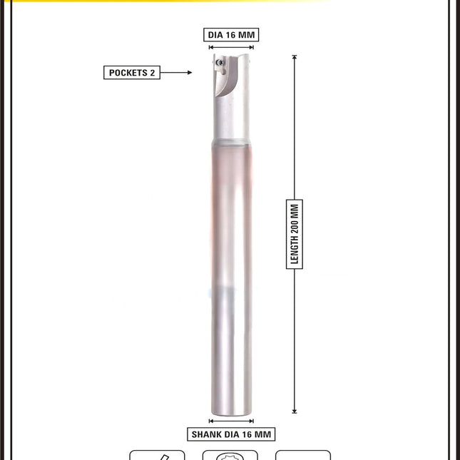 Indexable Insert Endmill 16 MM II 2 Pocket II 10 Pcs JDMT1003 Carbide Inserts Free