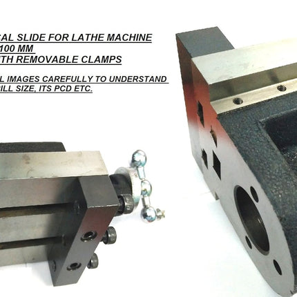 Lathe Vertical Milling Slide 4" x 5" Inches (100 x 125 mm) Fixed Base With Clamp 2 Slots