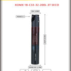 Dia 32 mm~Len 200 mm~32 mm Shank 3T