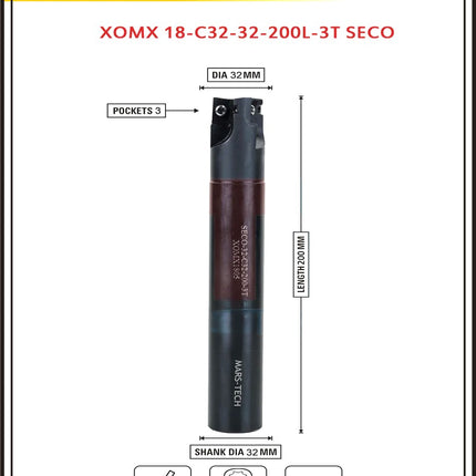 Indexable Insert Endmill 200 Length II 10 Pcs XOMX1804 Carbide Inserts Free