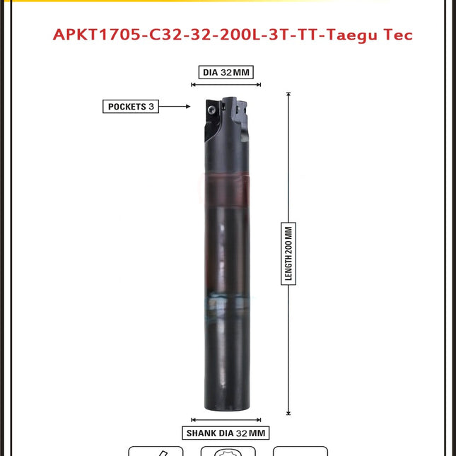 Indexable Insert Endmill 32MM II 3 Pocket II 10 Pcs APKT1705 Carbide Inserts Free