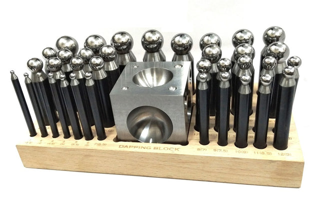 Precision Steel Dapping Block Doming Die Punch Jumbo Set of 37 Pcs- Jewelry Making,Shaping