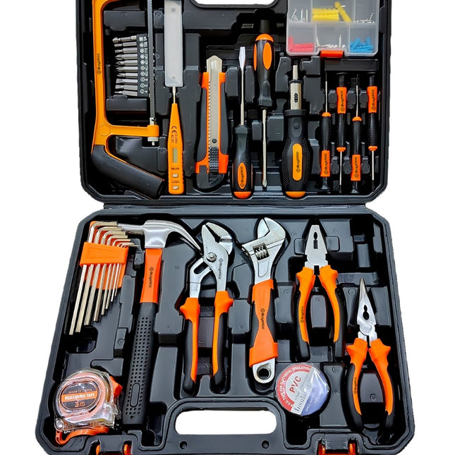 Buyohlic 36 Pcs Complete Repair General Hand Tool Set for Men Women - Household Tool Kit for Home Improvement with Hammer & Pliers Set & Ratchet Wrench & Socket & Portable Tool Box Case