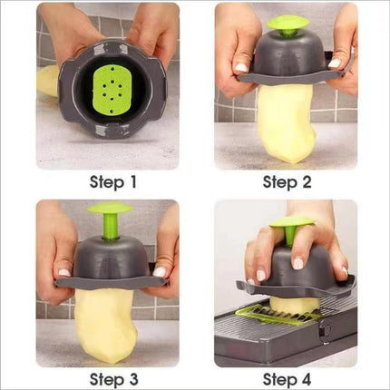 Buyohlic 16 In 1 Handheld Manual Kitchen Multifunctional Potato Veggie Grater Mandoline Slicer Chopper