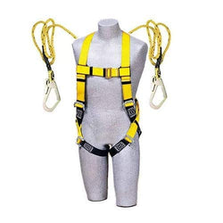 Climbing Harness Full Body Safety Belt (Double Snap Hook) Industrial Fall Arrest, Double Rope Lanyard for Construction, Tower, Height Work. Adjustable Free Size Electrician Gear