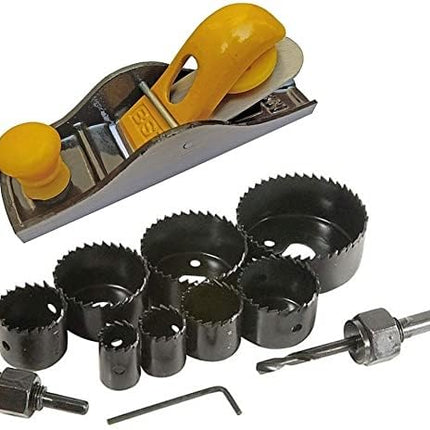 New 7 inch Randa Block Carpenter Plane With 11 Pcs Hole Saw Drill Bits Multi-size Woodworking tool kit (Pack of 2) Cast Iron Steel Hand Plane (17.5 cm)