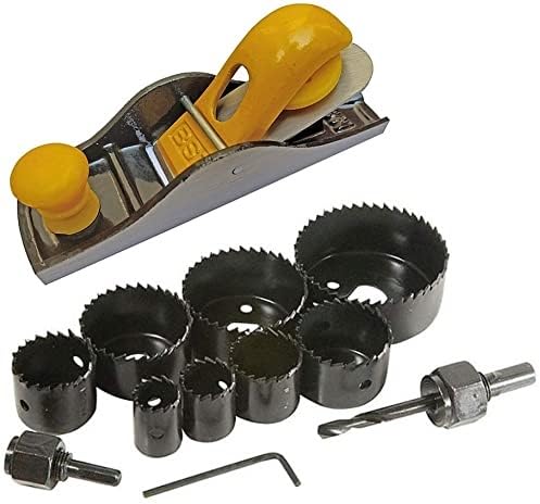 New 7 inch Randa Block Carpenter Plane With 11 Pcs Hole Saw Drill Bits Multi-size Woodworking tool kit (Pack of 2) Cast Iron Steel Hand Plane (17.5 cm)
